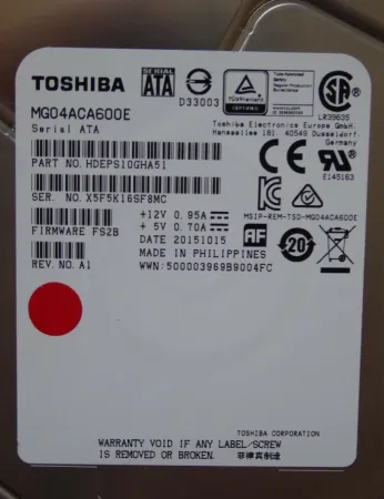 Жесткий диск Toshiba 6Tb 7.2K 6Gb/s SATA 3.5'' (MG04ACA600E)