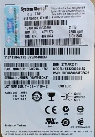Жесткий диск IBM 2Tb 7.2K SAS 3.5'' (49Y1875)