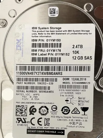 Жесткий диск IBM 2.4Tb 10K 12Gb/s SAS 2.5'' (01YM176)