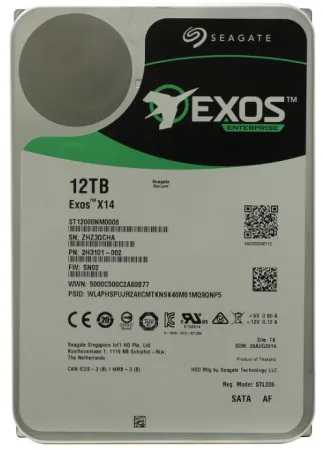 Жесткий диск Seagate Exos X14 12Tb 7.2K 6Gb/s SATA 3.5" (ST12000NM0008)