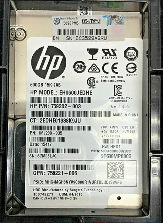 Жесткий диск HPE 600Gb 15K 12Gb/s SAS 2.5" (EH0600JEDHE)
