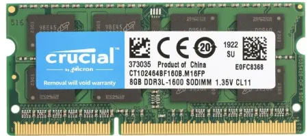 Оперативная память Crucial 8Gb SODIMM DDR3L-1600 (CT102464BF160B)