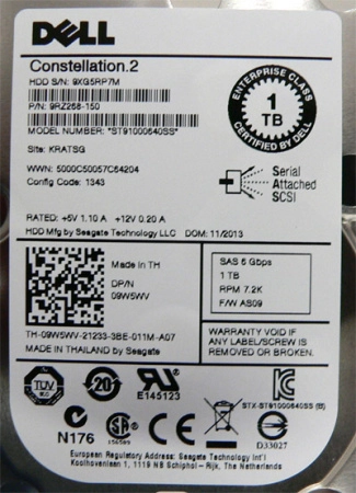 Жесткий диск Dell 1Tb 7.2K 6Gb/s SAS 2.5'' (VT8NC)