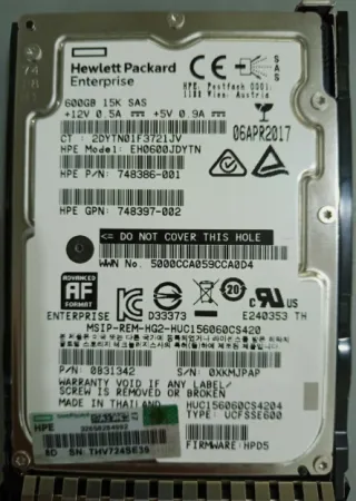 Жесткий диск HPE 600Gb 15K 12Gb/s SAS 2.5'' for gen8/gen9/gen10 (748435-001)
