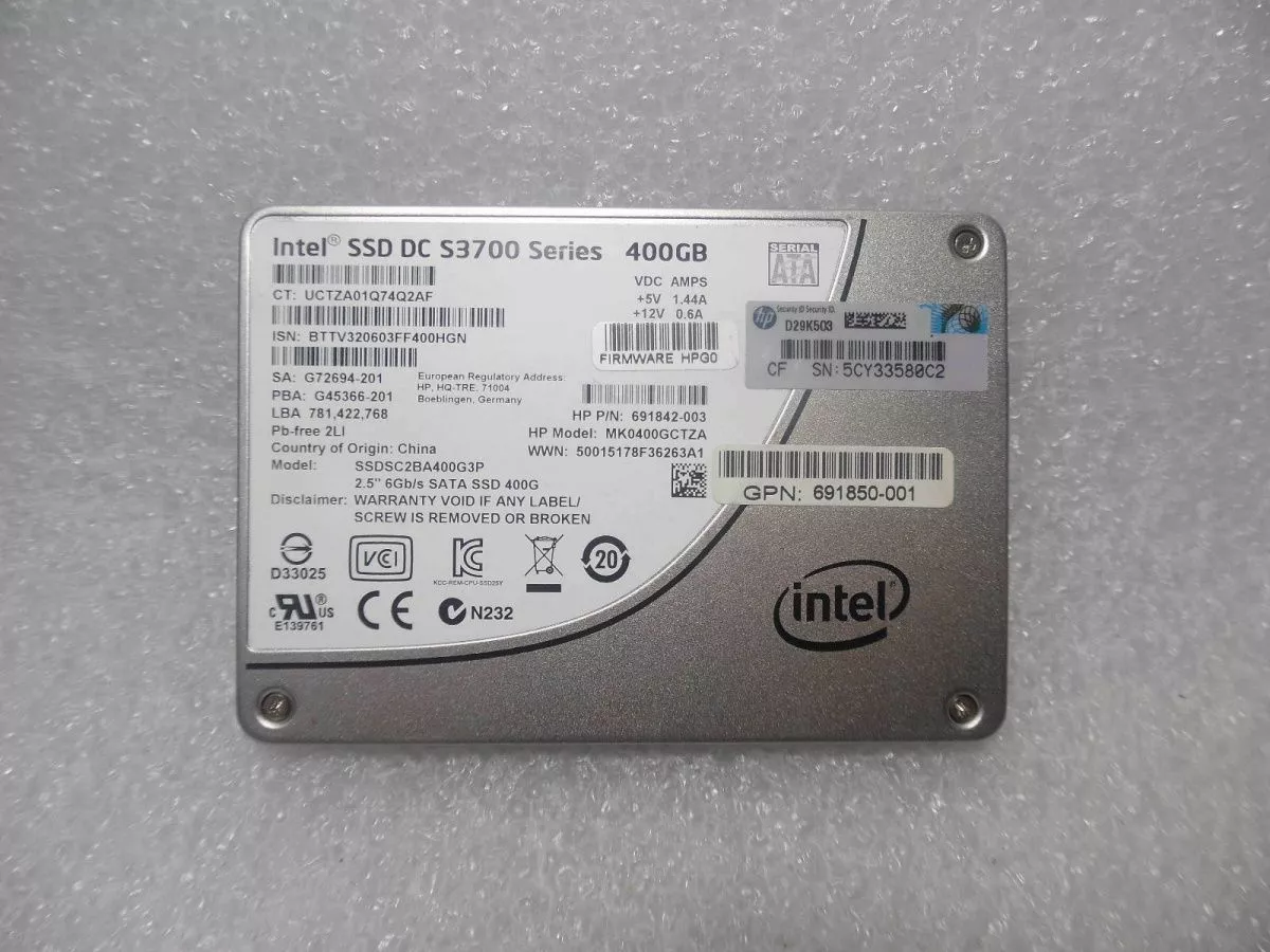 Твердотельный накопитель HP 400Gb 6Gb/s SATA 2.5" (MK0400GCTZA)